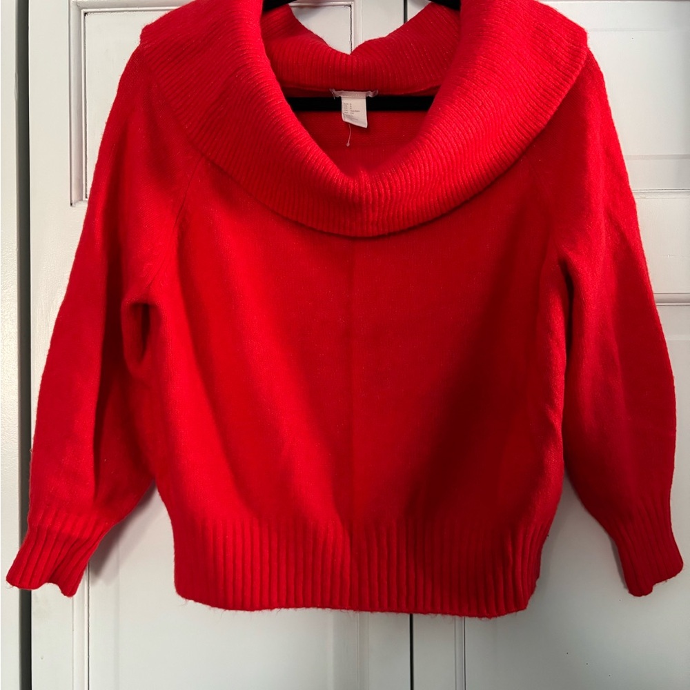 H&M Bold Red Cowl Neck Sweater
